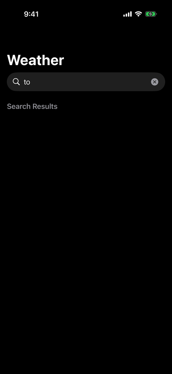 Skycast city search — results to add a location