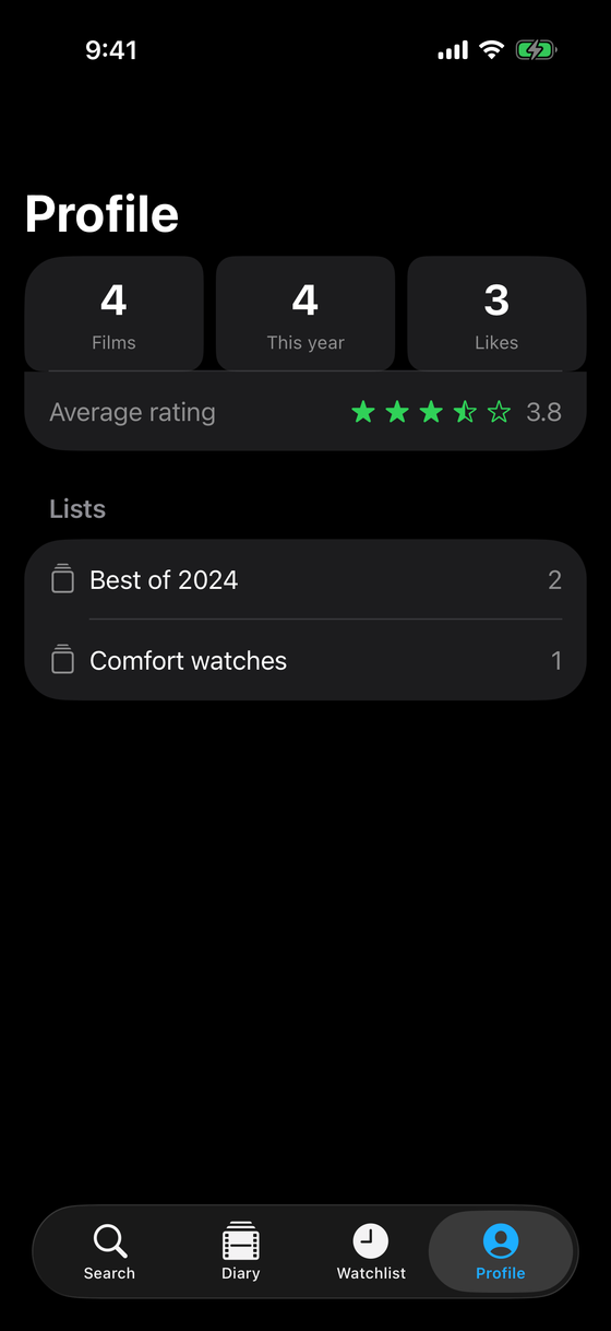 Reeler profile — stats and your custom lists
