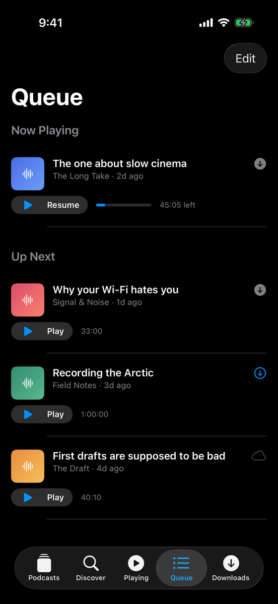 Trackcast Queue — now playing and up next